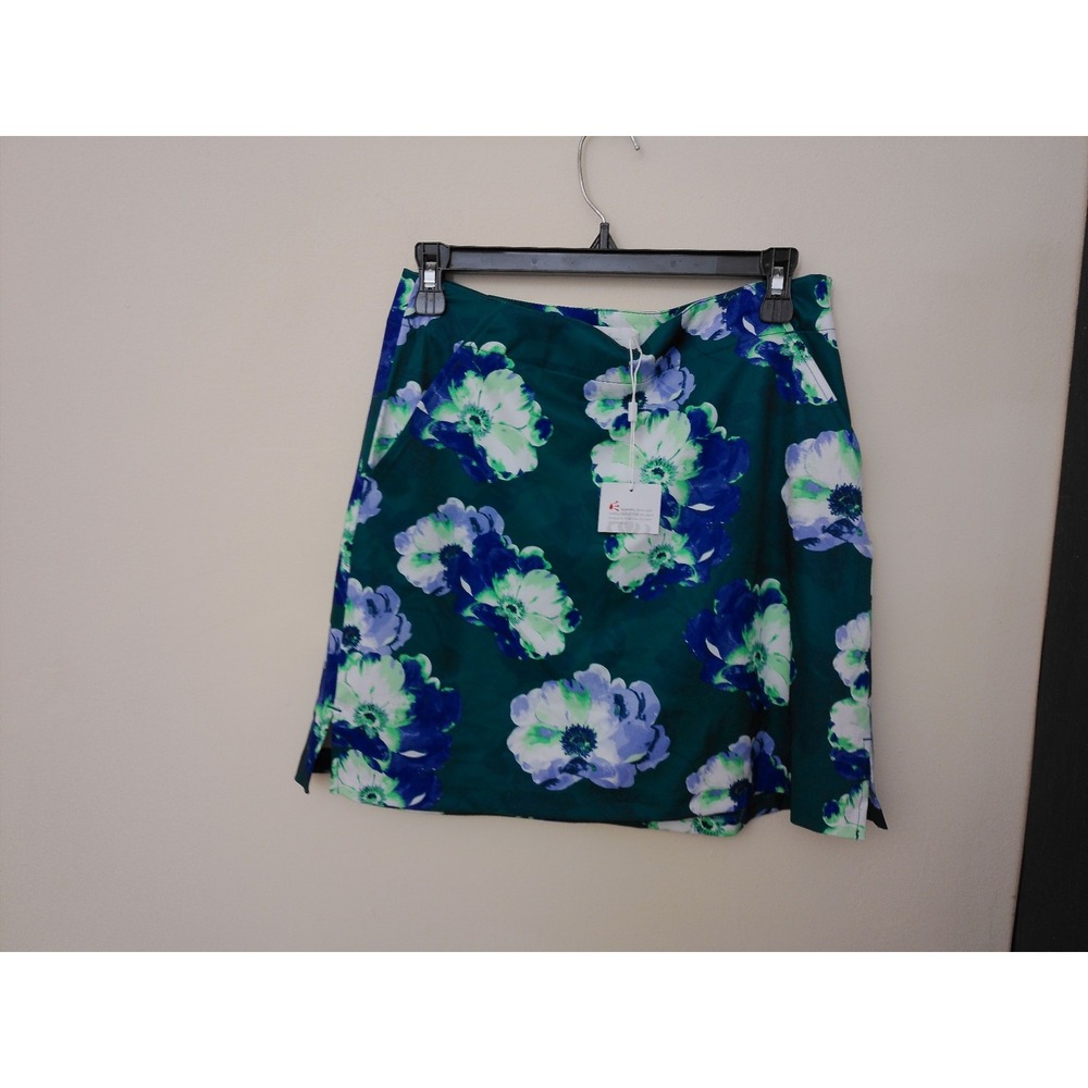 Lady Hagen Golf Skort Women Size 4 Green Blue Floral A-Line Pockets Athletic